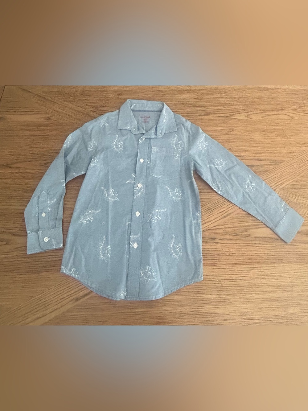 Light Blue Dinosaur Button-Down Shirt and Khaki Pants Set for Boys Size 6-7 - Picture 3 of 6
